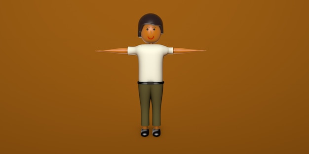 3d menino brinquedo em t pose 3d render de um objeto low poly