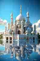 Foto 3d mezquita isométrica fondo azul claro ar 23 extraño 30 s 750