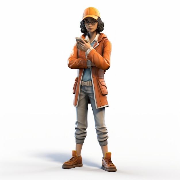 3d Mila Investigator Personagem fotorrealista de Fortnite Menina de jaqueta laranja