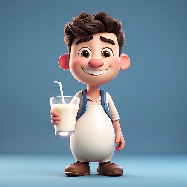 3D-Milchgetränk-Charakter