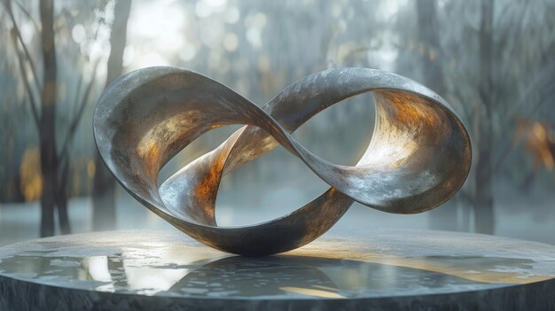 Foto 3d minimalist mobius loops suspendido em atmosfera sereno simbolizando infinidade e unidade