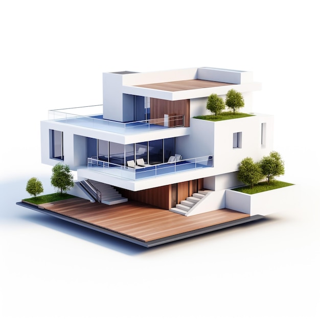 3D minimalistisches modernes Haus und Design