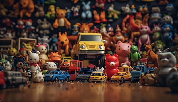 3D-Minimalspielzeug. Bunter Hintergrund und positive Stimmung
