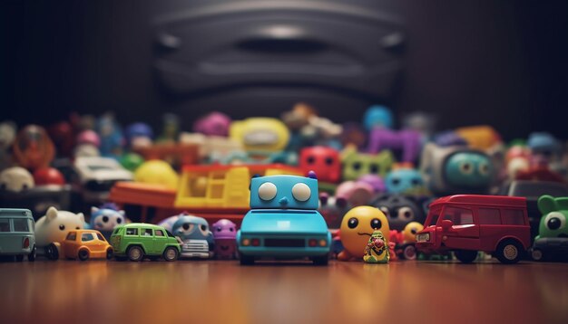 3D-Minimalspielzeug. Bunter Hintergrund und positive Stimmung