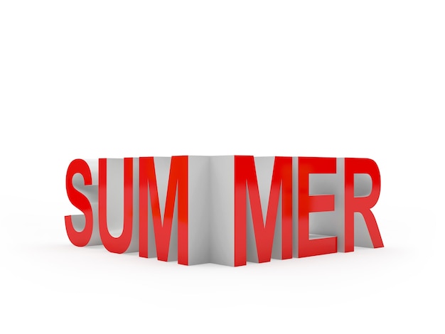 3D-Mixer roter Sommertext isoliert auf weißem Hintergrund