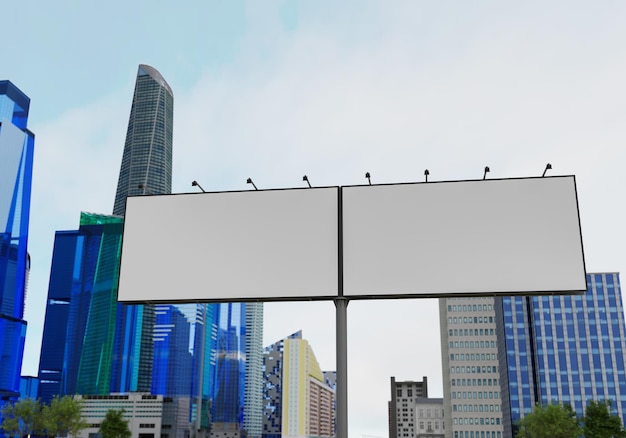3D-Mockup leerer Plakattafel in der Innenstadt
