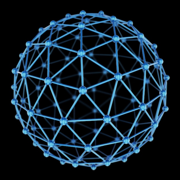 3D-Modell der abstrakten Kugel auf Schwarz