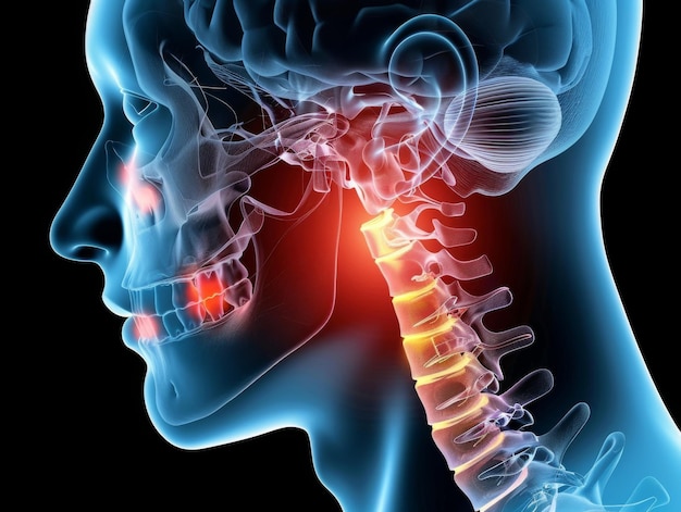 3D-Modell des Manneskopfes mit Halsschmerzen