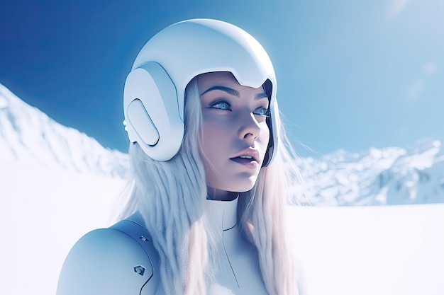 3D-Modell einer Frau mit einem weißen Helm