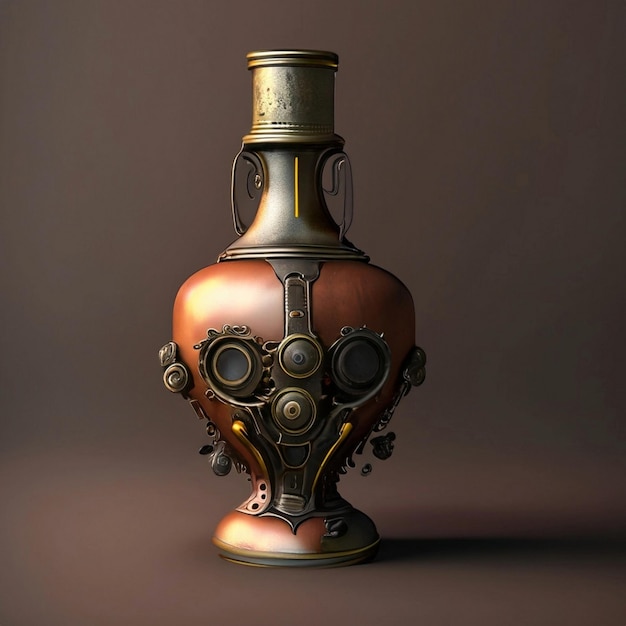 3D-Modell einer goldenen Vase mit weißem Hintergrund