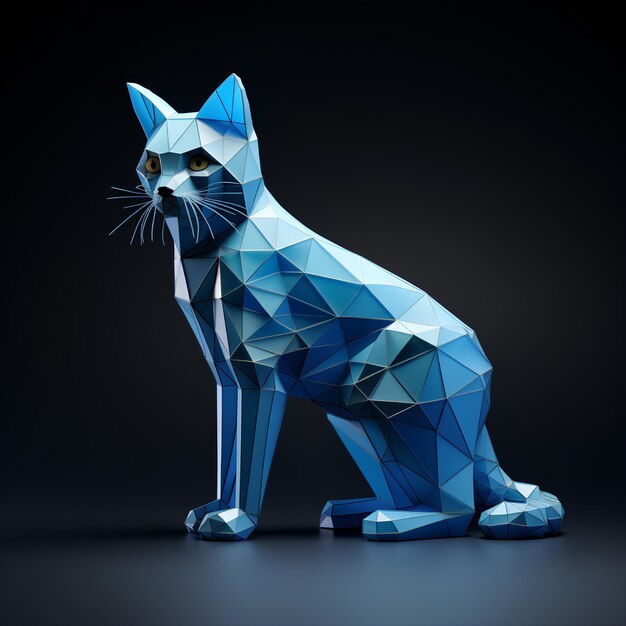 Foto 3d-modell einer katze auf einem hellen hintergrund figur einer katze