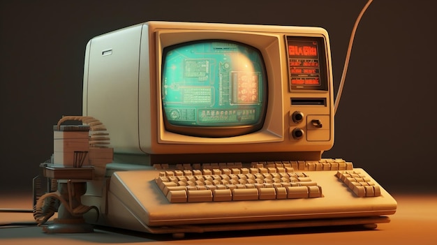 3D-Modell einer Retro-Computer-KI