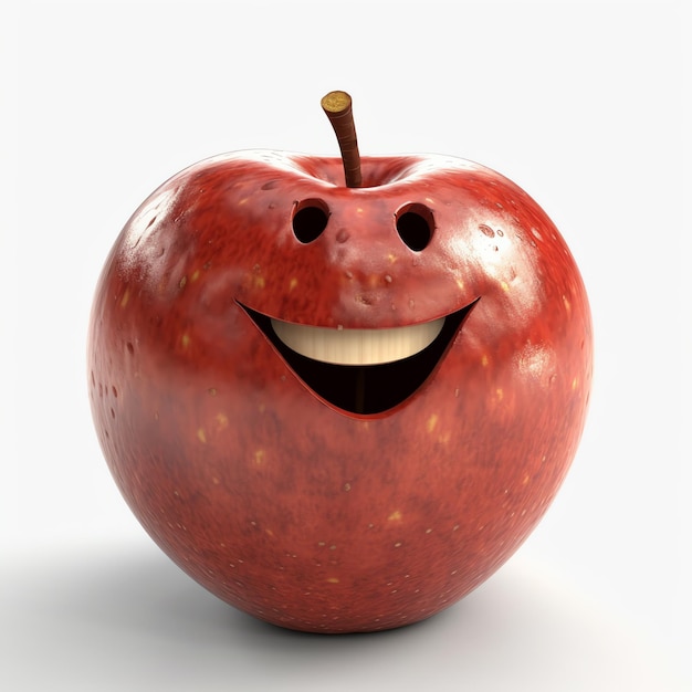 3D-Modell eines lächelnden Apfels isoliertes Objekt