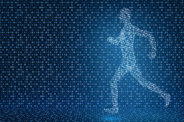 3D-Modell eines laufenden digitalen Mannes