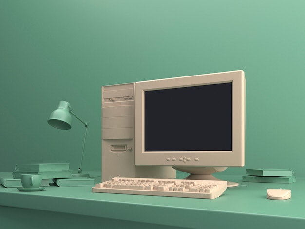 3D-Modell eines Retro-Computers