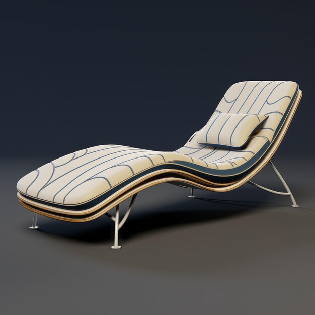 3D-Modell von Lounge-Sessel von Eric Lefebvre Navy und Beige Gentle Contours