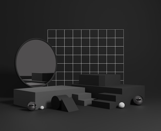 3D modernas formas geométricas negras.