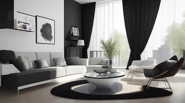 3D modernes Wohnzimmer Interieur und moderne Möbel