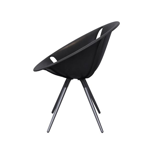 3D-Möbel aus schwarzem Kunststoff Barhocker isoliert auf weißem Hintergrund Dekorationsdesign für Cafés