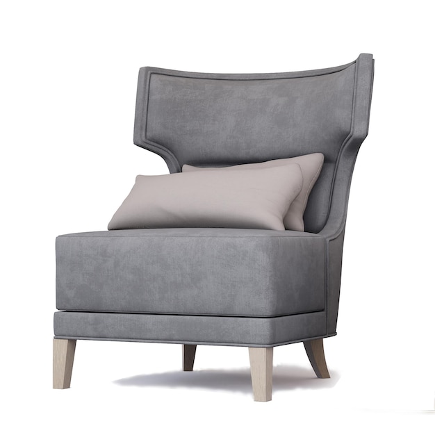 3D-Möbel modernes Einzelsofa aus Stoff isoliert auf weißem Hintergrund Dekorationsdesign für das Leben