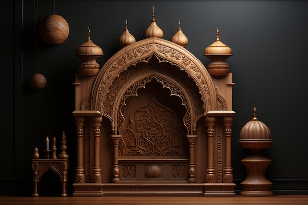 3D-Moschee mit schwarzem Hintergrund