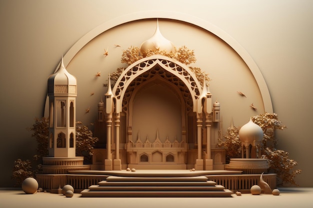 3D-Moschee mit weißem Hintergrund