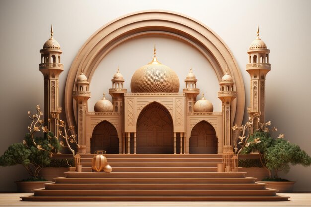 3D-Moschee mit weißem Hintergrund