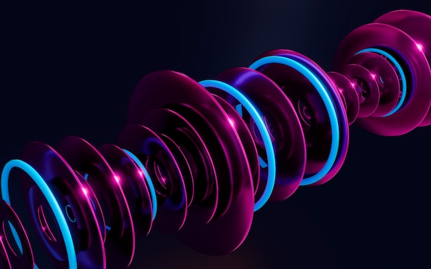 3D-Musikvisualisierer mit Neonfarben 3D-Rendering-Illustration