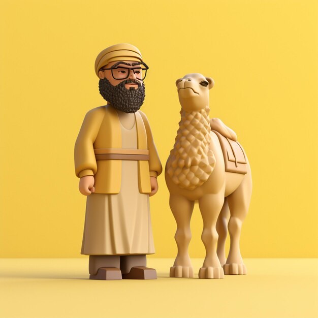 Foto 3d-muslim und kamel
