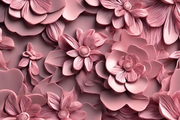 3D-Muster mit rosa Blumen komplizierte Details 17