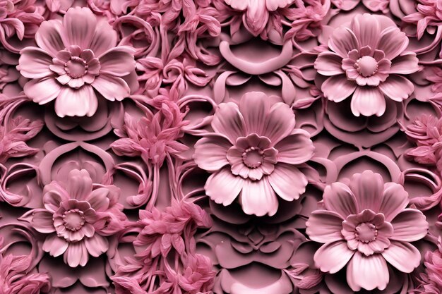 3D-Muster mit rosa Blumen, komplizierte Details 44