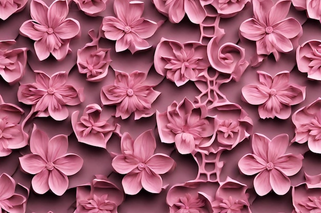 3D-Muster mit rosa Blumen, komplizierte Details 48