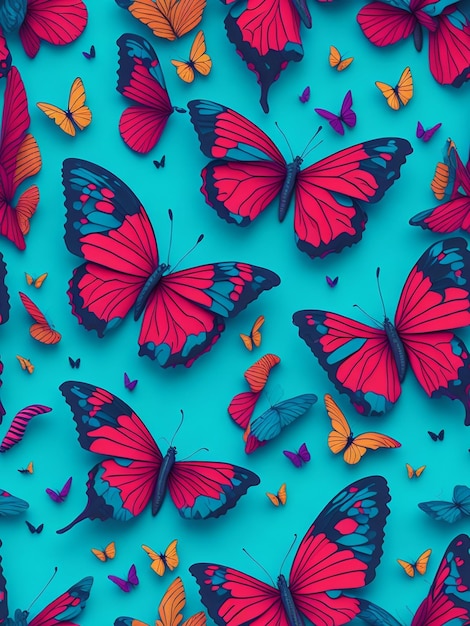 3D nahtloses Muster Schmetterlinge Farbe Hintergrund verstreut farbenfroher Schmetterling