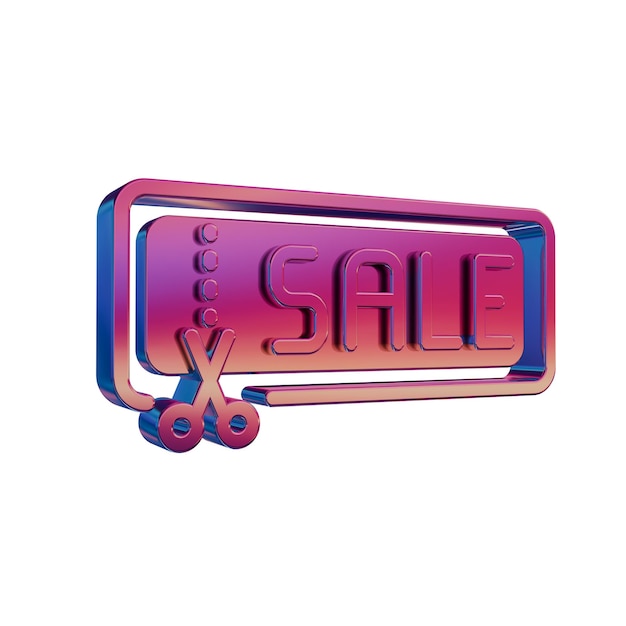 3D Neon Retro Icon Venta de insignia Símbolo de compras en línea
