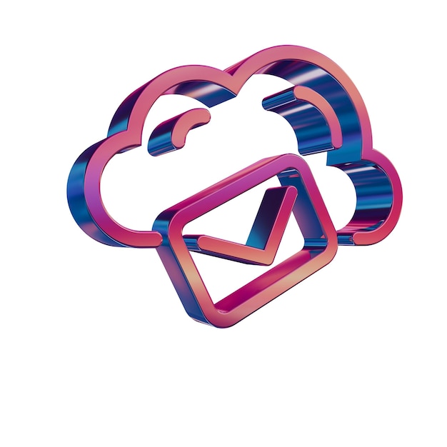 3D-Neon-Retro-Ikonen-Wolke mit Mail-Hosting
