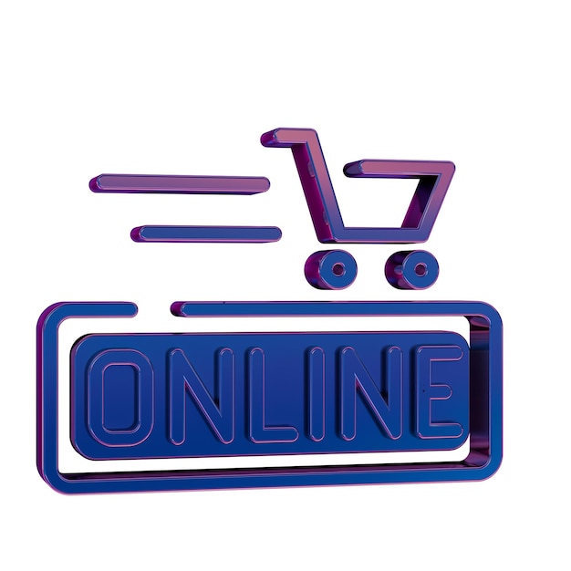 3D-Neon-Retro-Symbol für Online-Shopping-Symbole