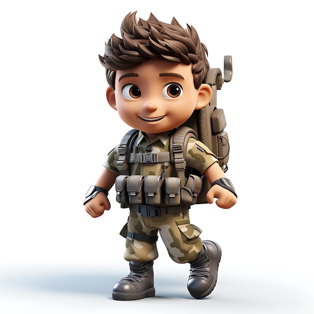 3D niedliche Kinder-Armee-Maskottchen-Figur