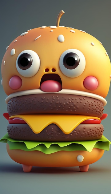 3D-niedlicher Cartoon-Hamburger-Charakter