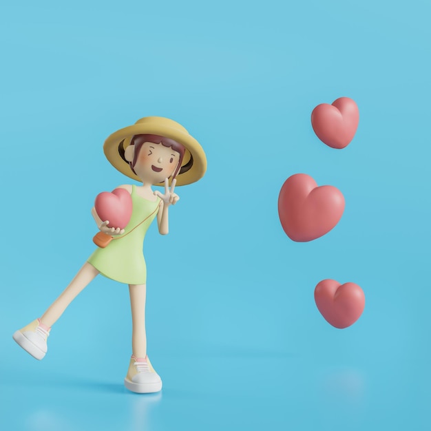3D niedlicher Charakter über Dating-App