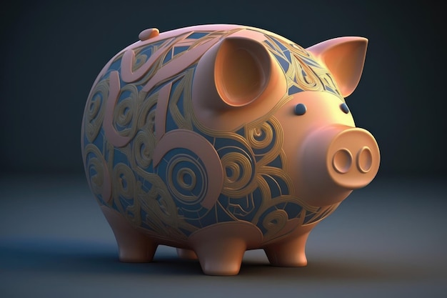 3D-niedliches Sparschwein, das Geld-Konzept spart