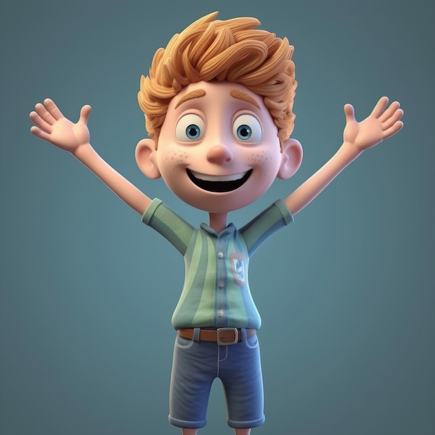 3d niño feliz dibujos animados 3d render