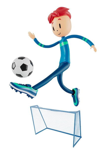 Foto 3d niño personaje de dibujos animados en acción con trazado de recorte 3d ilustrador deporte actividad ejercicio fitness entrenamiento entrenamiento estilo de vida hombre jugador tecnología vr gimnasio al aire libre ciberespacio objeto concepto