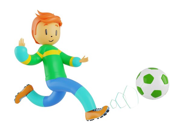 Foto 3d niño personaje de dibujos animados en acción con trazado de recorte 3d ilustrador deporte actividad ejercicio fitness entrenamiento entrenamiento estilo de vida hombre jugador tecnología vr gimnasio al aire libre ciberespacio objeto concepto