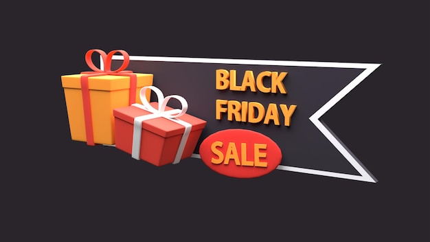 Foto 3d-objekt black friday-veranstaltung zwei geschenke banner zum verkauf