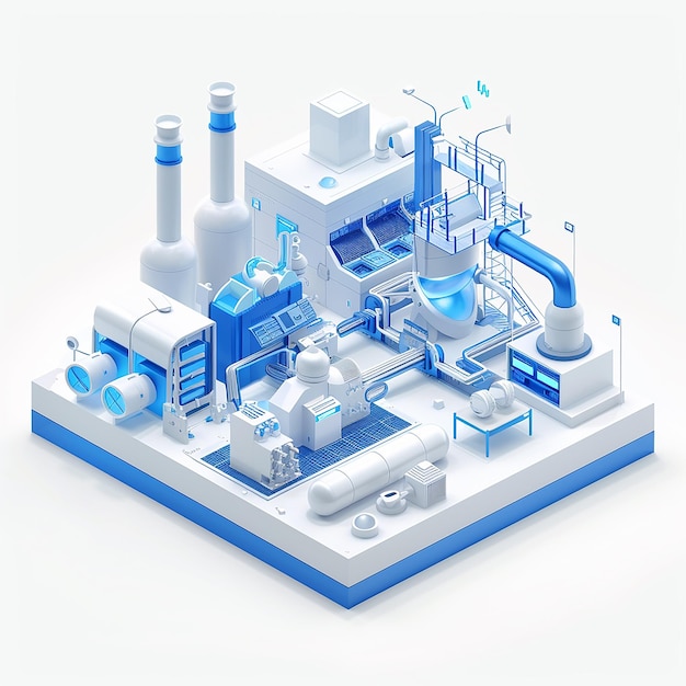 3D onde a casa de fabricação isométrica com tecnologia de IA moderna