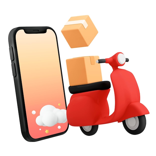 3D-Online-Shopping png Smartphone-Paketlieferungskonzept-Illustration auf durchsichtigem Hintergrund