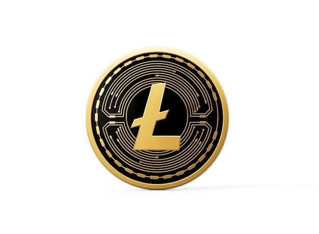 3d Oro y Negro Redondeado Cryptocurrency Litecoin Isolado en fondo blanco Ilustración 3d