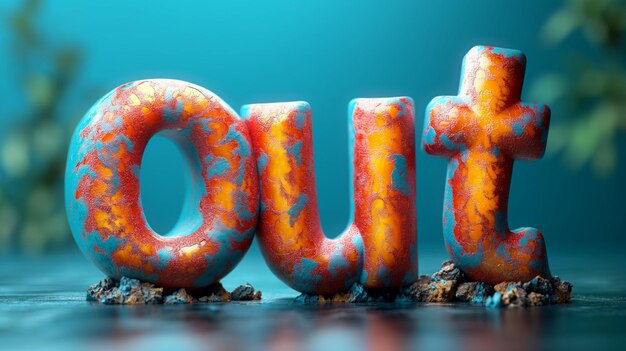 3D Out Letra palabra en el un globo
