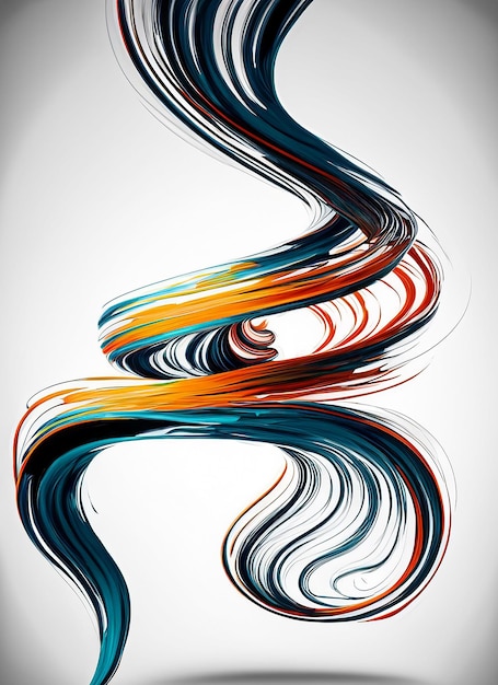 Foto 3d paint curl abstract espiral pincel stroke flowing ribbon shape tinta líquida digital