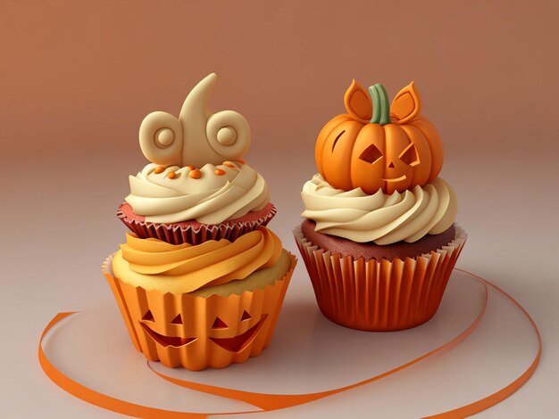 3d pastel de naranja y calabaza para Halloween